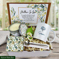 Cherish the Moments: Personalized Mug and Candle Gift for Mother-in-Law in nature theme