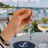 Blue Coastal Handbag Charm | Blue Beaded Purse Charm