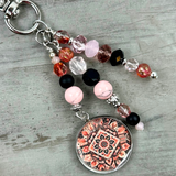 Earthy Purse Charm with Boho Mandala Charm - Purse Accessories - Bohemian Bag Charms - Purse Pendants, Nature Lover Gift