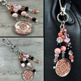 Earthy Purse Charm with Boho Mandala Charm - Purse Accessories - Bohemian Bag Charms - Purse Pendants, Nature Lover Gift