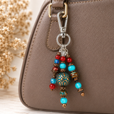 bohemian inspired purse charm on tan  purse