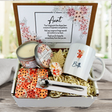 gift for aunt with personalized mug and candle in blush flowers