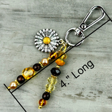 Sunflower Purse Charm: Artisan Gemstone Bead Bag Accessory