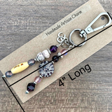 Yoga Purse Charm: Handmade Artisan Aum, Namaste, Gemstone Beads