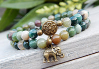 ganesha elephant charm beaded gemstone bracelet