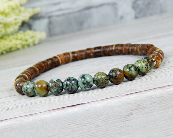 NEW Crystal Bracelet For Anxiety African Turquoise + Brass Ring Bracelet |  Infinite Warrior