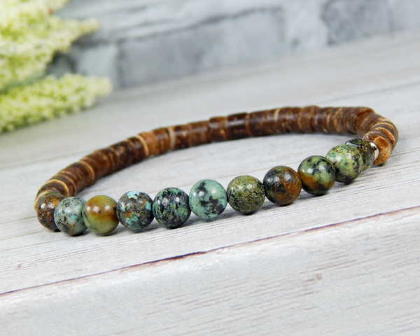 Mens African Turquoise Bracelet by StoneRiverJewelry Blue