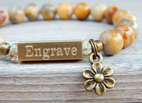 personalized bracelet engraved jewelry agate bracelet