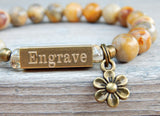 personalized bracelet engraved jewelry agate bracelet
