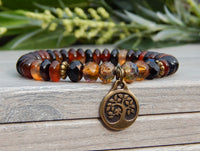 agate gemstone bracelet with tree of life charm