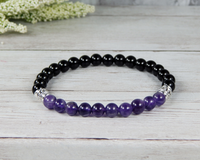 mens purple and black beaded bracelet