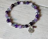 purple boho feminine bead bracelet
