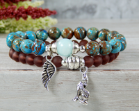 angel wing wolf charm bracelet