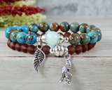 angel wing wolf charm bracelet