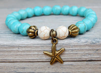 beaded beach bracelet with starfish charm