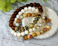 Stacked Beaded Bracelet Set - Gemstone Bracelets - Set of 3 Bracelets