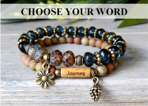 Nature beaded bracelet with inspiration message word