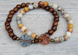 beaded bracelets with daisy focal beads nature jewelry