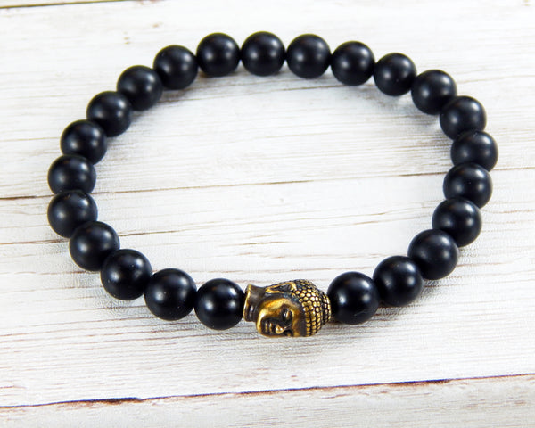 Mens Buddha Bracelet - Buddhist Jewelry - Tiger Eye Bracelet for Men