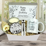 40th Birthday Gift Box for Women with Personalized Mug