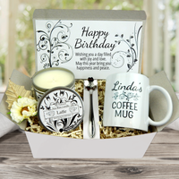 Birthday Wishes Gift Basket for Women with Custom Mug
