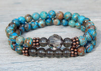 blue jewelry beaded bracelets set of 2