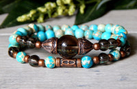 boho bracelet blue and quartz gemstones