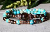 boho bracelet blue and quartz gemstones