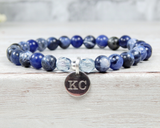 personalized bracelet with navy blue bead sodalite gemstone jewelry