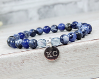 personalized bracelet with navy blue bead sodalite gemstone jewelry