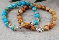 blue brown beaded bracelets
