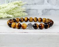 tiger eye gemstone bracelet for men with celtic knot