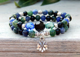 earthy flower bracelet with gemstones