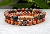 boho bracelet with gemstones and wood jewelry