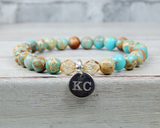 custom engraved jewelry for women light blue jasper bracelet