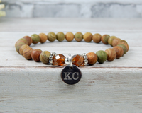 Jasper Engraved Initial Bracelet for Women - Custom Bracelet - Personalized Jewelry for Women