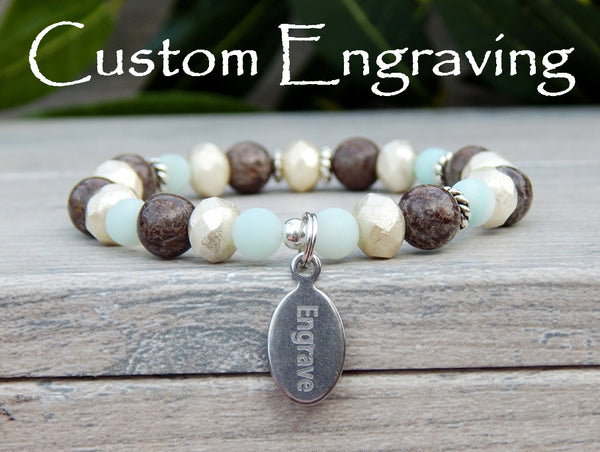 engraved bracelet amazonite beaded jewelry