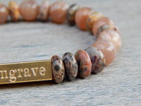 Sunstone and Jasper Beaded Bracelet - Engraved Jewelry