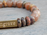 Sunstone and Jasper Beaded Bracelet - Engraved Jewelry