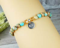 custom engraved jewelry for women light blue jasper bracelet