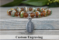 brown beaded engraved bracelet