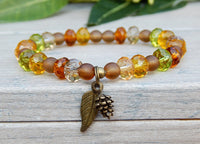 leaf charm bracelet autumn jewelry
