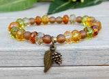 leaf charm bracelet autumn jewelry