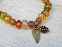 leaf charm bracelet autumn jewelry
