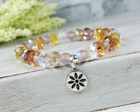 pastel crystal beaded bracelet with flower charm
