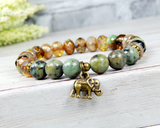 elephant charm beaded gemstone bracelet