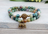 gemstone beaded bracelet with ganesha charm