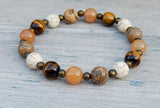 Natural Multi-Beaded Bracelet - Tiger Eye, Aventurine, Howlite, Jasper