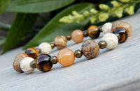 Natural Multi-Beaded Bracelet - Tiger Eye, Aventurine, Howlite, Jasper