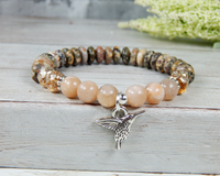 Hummingbird Bracelet - Sunstone And Jasper Beaded Jewelry